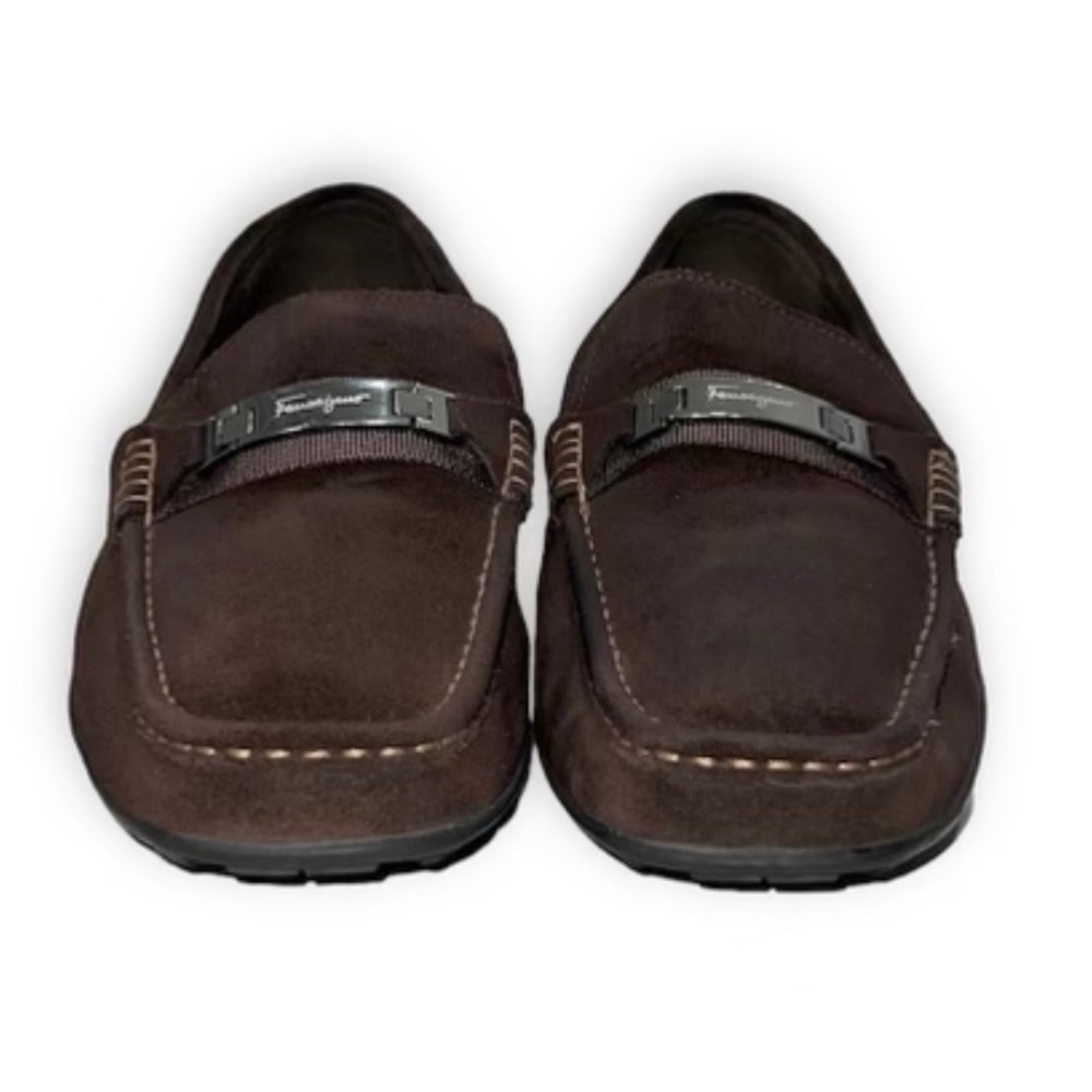 🔥 Salvatore Ferragamo moccasin suede loafers Brown -SIZE 12 - Picture 3 of 5